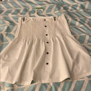 White Button Front Shirred Tube Top - NEW